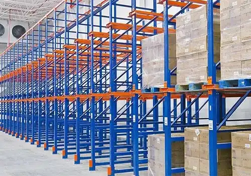 Drive-in and drive-thru racking system for bulk storage