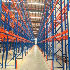 Blue and Orange Upright Frame Push Back Racking